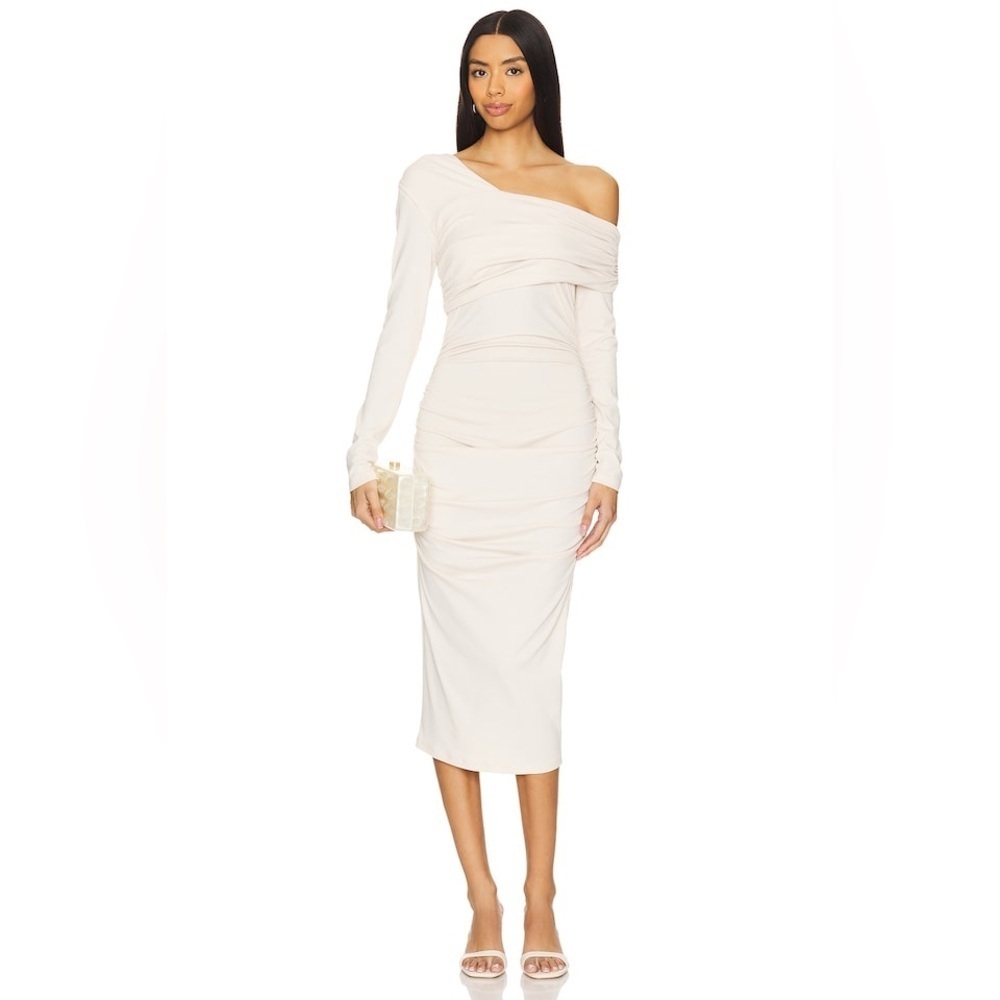 Susana Monaco One Arm One Shoulder Dress in Blanched Almond